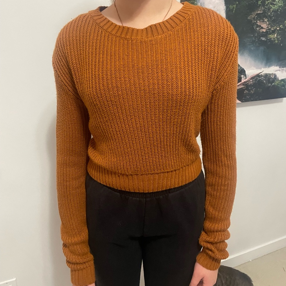 Ardene light coffee  Crew Neck Sweater with Ribbed Texture